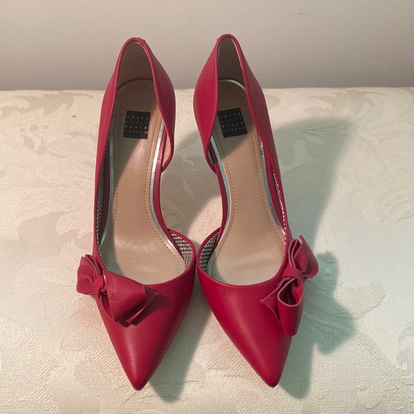 White House Black Market Shoes - Fuchsia heels with bow. Worn one time.